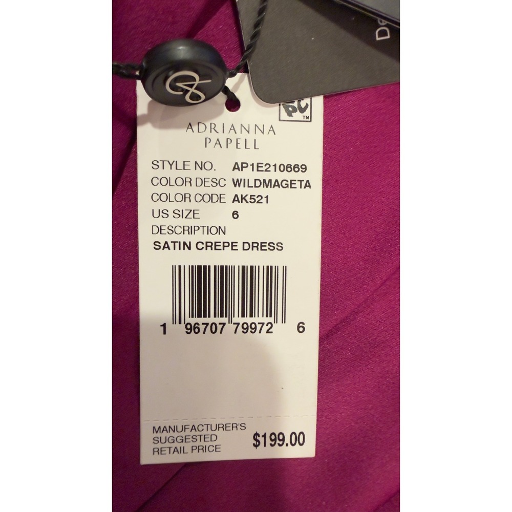 Adrianna Papell Women's Satin Crepe Dress Evening Gown Wild Magenta SZ 6 NEW NWT - Picture 5 of 16